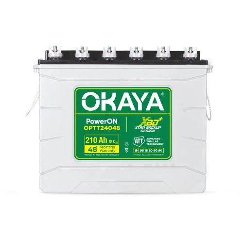 OKAYA 210Ah Tall Tubular Inverter Battery with 2 years warranty (24+24)